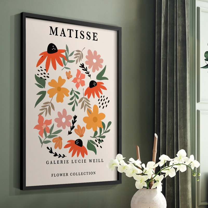 Matisse CXCI, reproduction encadrée - bois massif, H 14 po x l 11 po, Noir