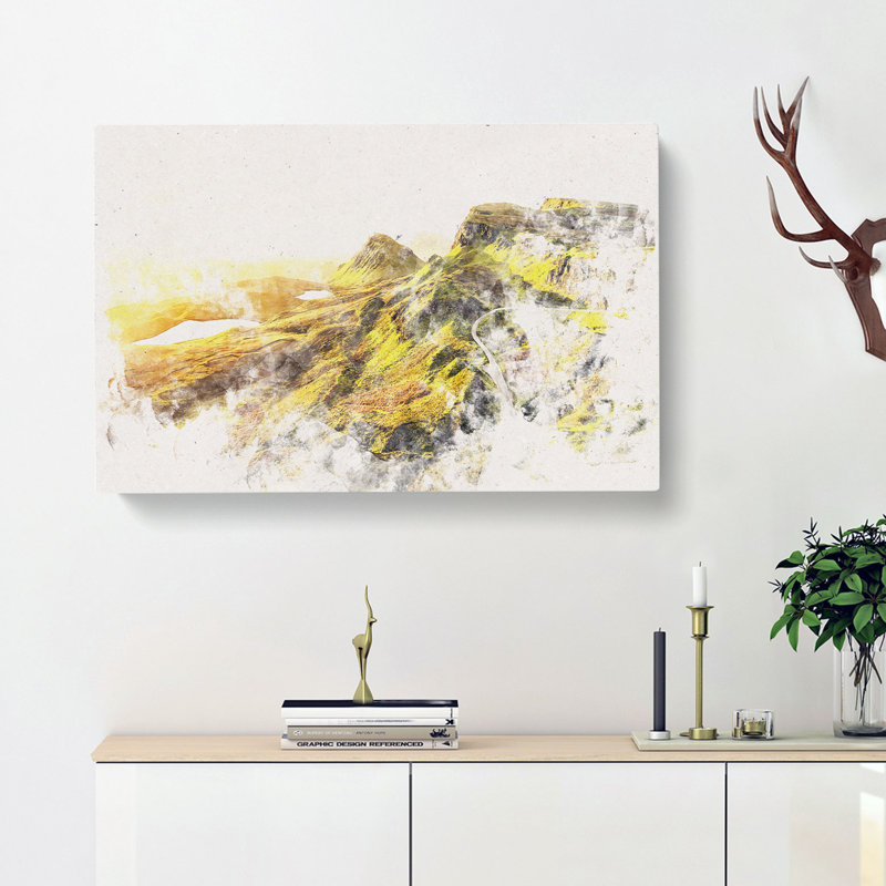 Road Through The Isle Of Skye In Scotland Watercolour - Wrapped Canvas Print, 40cm H x 60cm W x 3cm D
