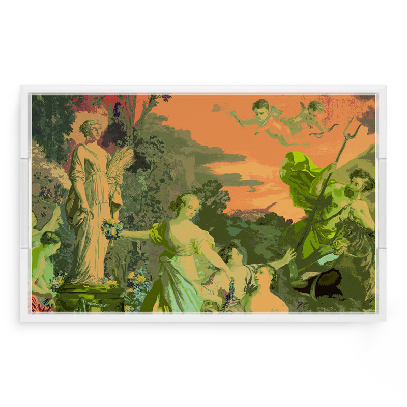 Plateau rectangulaire pique-nique en acrylique Chypre, Vert acide, L 22,5 po x P 14,5 po x H 2 po
