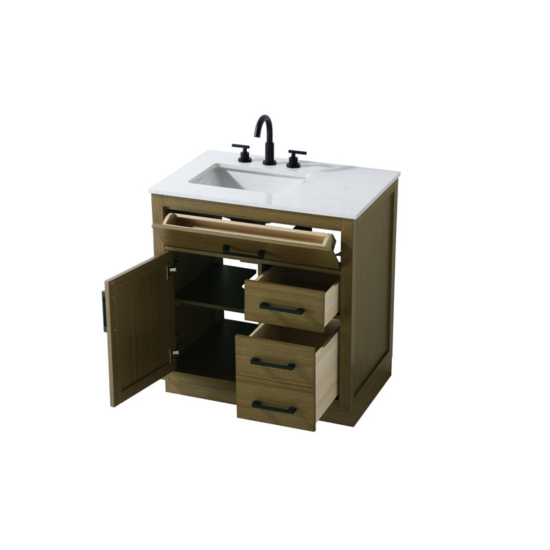 Meuble-lavabo simple 32 po Ahner, Châtaignier brun