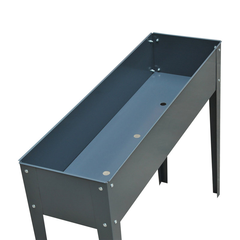 Ryne Metal Raised Garden Bed, Elevated Planter Box with Legs and Drain Holes, Dark Gray