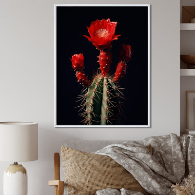 Cactus rouge et noir monolithe marron sur toile
