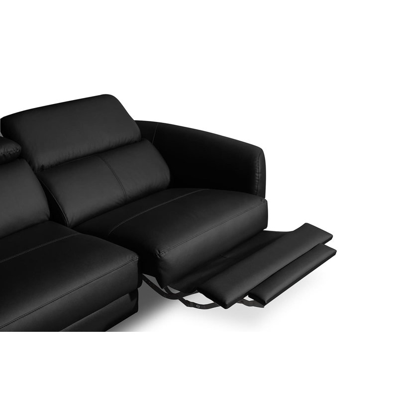 Hales 3 Seater Reclining Corner Sofa , Black, Left Hand Facing
