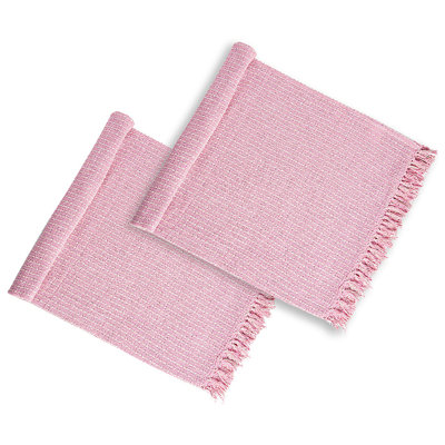 50X60" Decorative Pink And Tan Cotton Throw Blanket With Tassels, 2 Pack