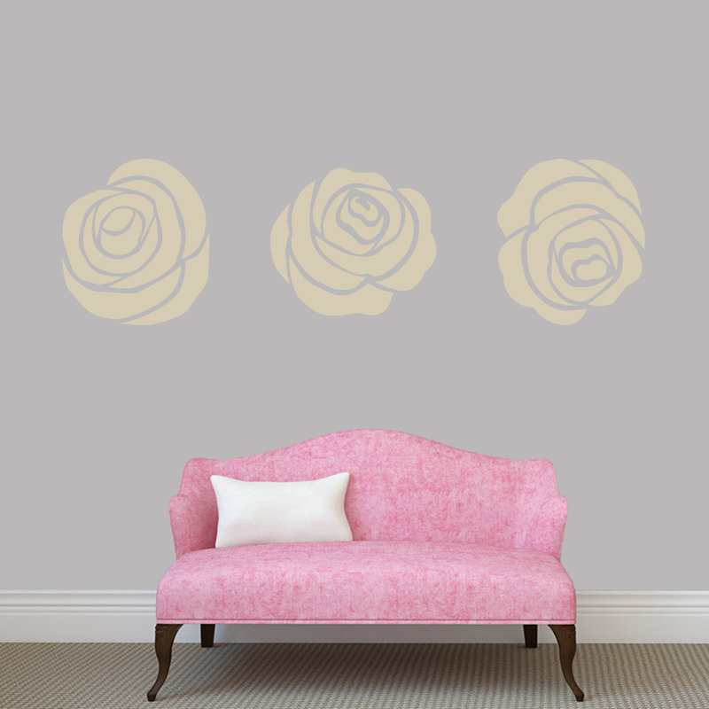 Décalcomanie murale ensemble de roses, Beige clair