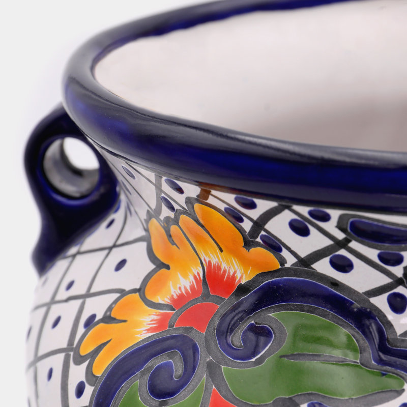 Pot à fleurs en céramique blanche 12 po Talavera