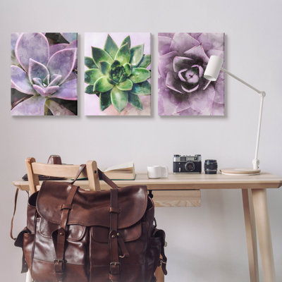 Ensemble de 3 reproductions d'art sur toile mauve