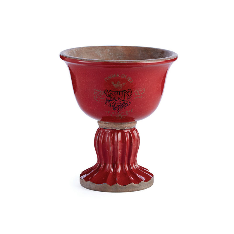 Vase de table en céramique rouge, H 8,75 po x l 8 po x P 8 po
