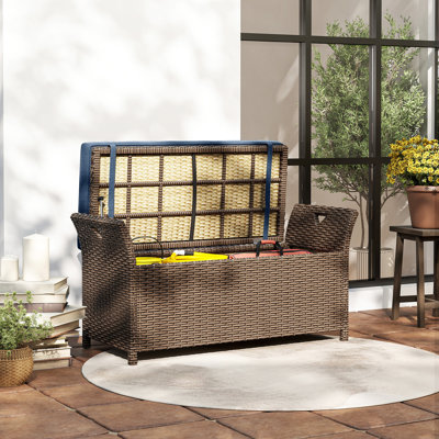 Banc de rangement en osier 2-en-1 29 gallons bleu marine