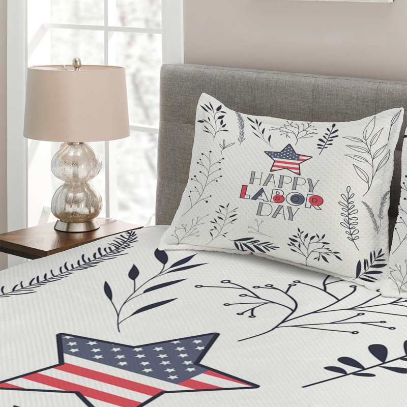 Farmhouse / Country Polyester Coverlet, King Bedspread + 2 Shams