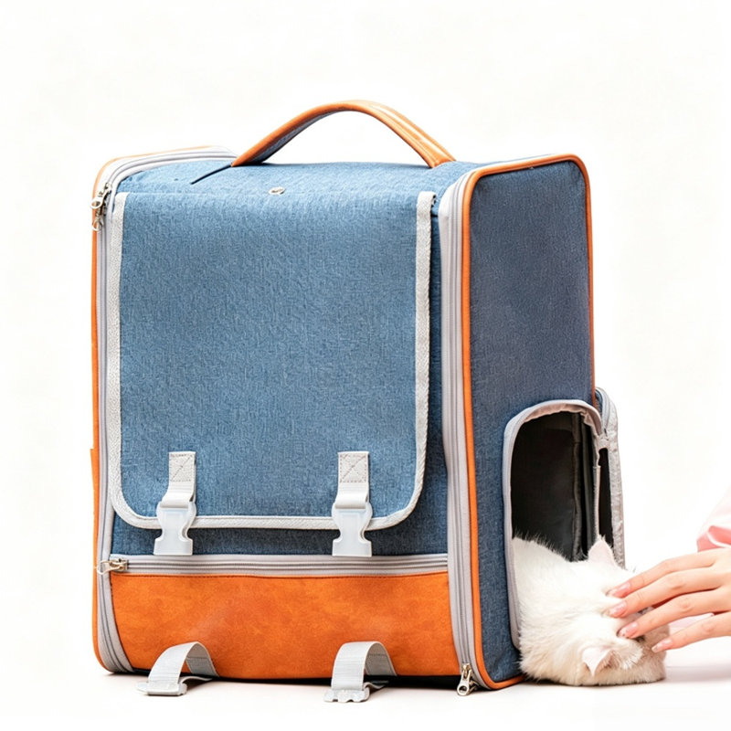 Sac à dos de transport pour animaux de compagnie personnalisable et respirant, sac de voyage à double usage à main et réglable pour l'épaule, grand sac à dos pour chien et chat avec poches latérales