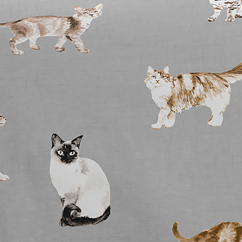 Cats 52% Polyester (Recycled) 48% Cotton Animal Print Duvet Cover Set with Pillowcases