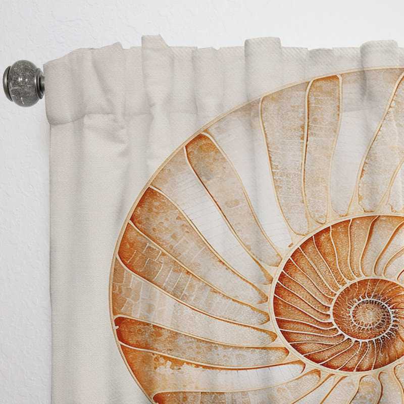 Copper Curves Nautilus Spiral I - Modern Curtain - Velvet Room Darkening - 1 panel, 52" W x 95" L