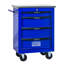 Chariot à outils multifonctionnel à 4 tiroirs avec roulettes et toit en acier inoxydable, pour atelier, noir et bleu, serrure universelle, poignée à un côté, glissières de tiroir à clé-888587591