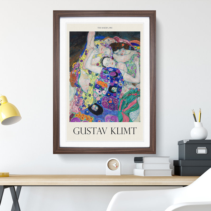 The Maiden by Gustav Klimt - Picture Frame Painting, Walnut Framed, 65cm H x 48cm W x 2cm D