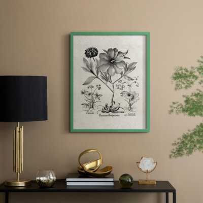 Reproduction florale vintage avec encadrement CEC XXVII - bois massif