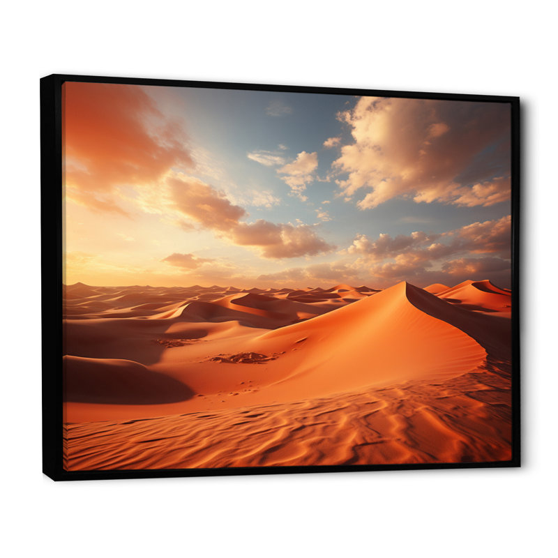 «African Sahara Dreams I» sur toile, Cadre flottant noir, H 12 po x l 20 po x P 1 po