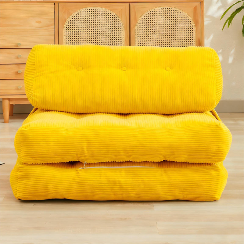 Ebern Designs Folding Sofa Bed, Convertible Sleeper Chair With Pillow & Back Support, Portable Fold Out Chair Bed, Comfy Floor Sofa Lounge, Lazy Sofa For Dorm/living Room/office/apartment, Single