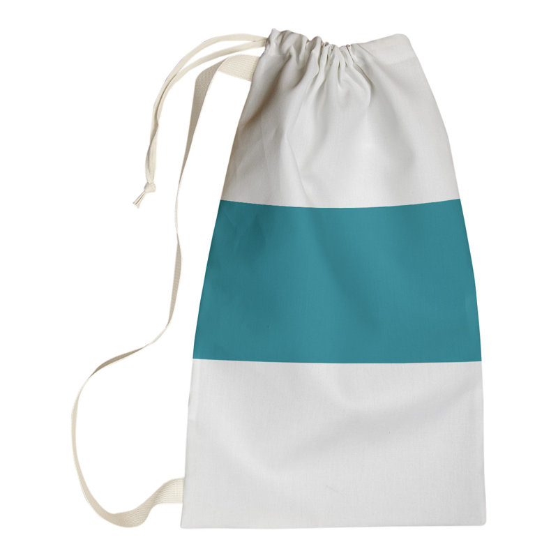Fabric Laundry Bag with Handles, Small ( 29" x 18" x 1.5"), New York Teal/Dark Purple/Gray
