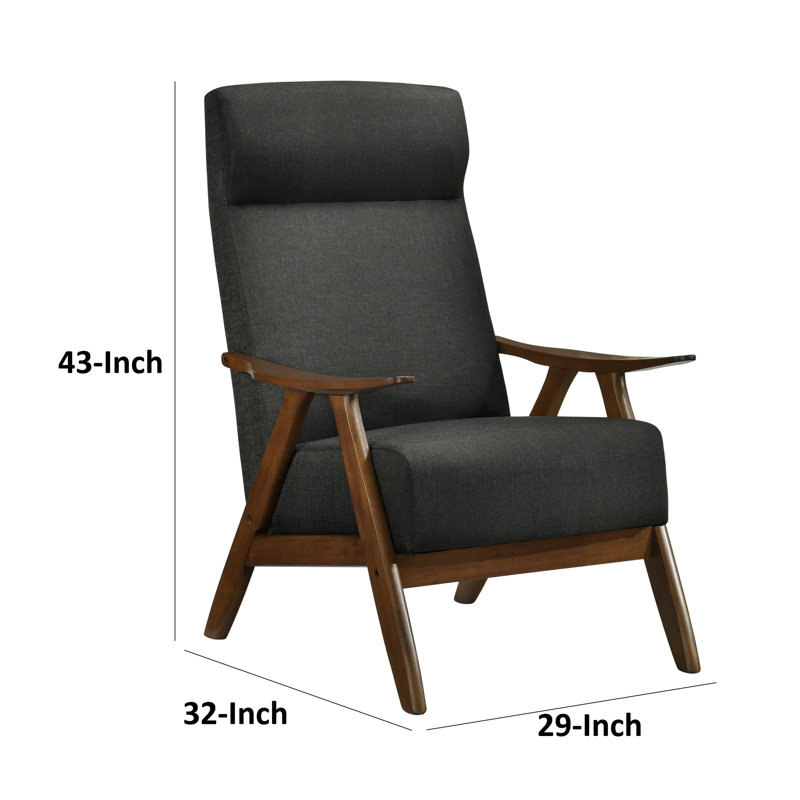 Fauteuil de 29 po de large Kiyon, Mélange de polyester gris foncé