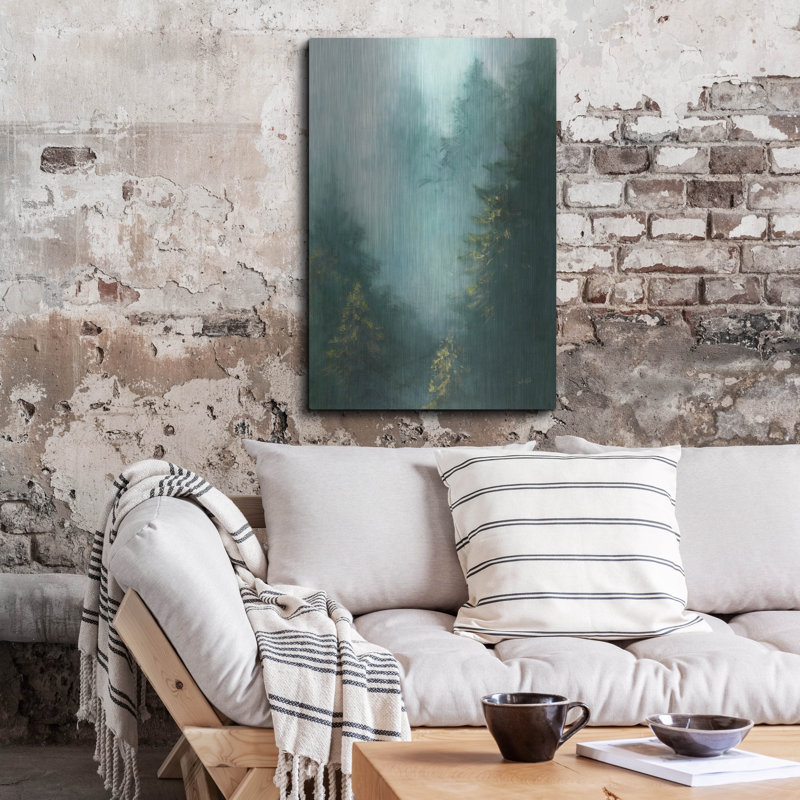 Art mural en métal «Misty Forest 4» par Julia Purinton, H 36 po x l 24 po
