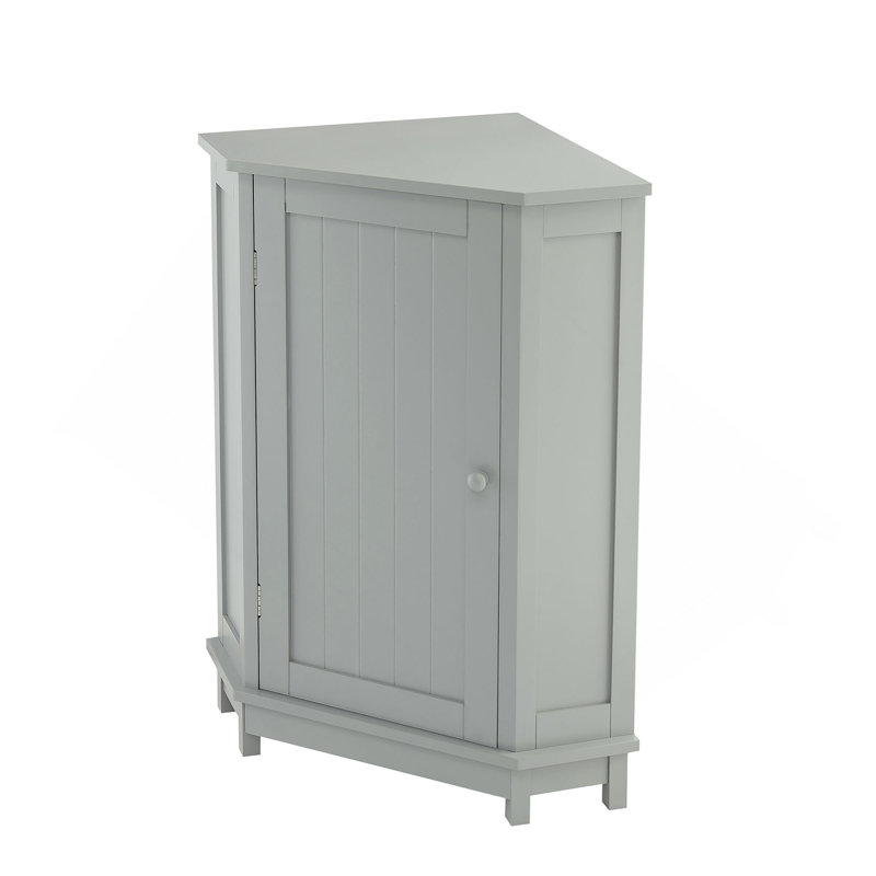Armoire de salle de bain d'angle avec tablette réglable, Gris