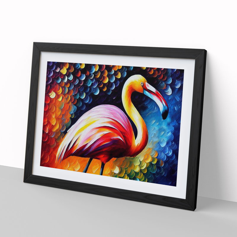 Flamingo - Single Picture Frame Print, Black, 25cm H x 34cm W x 2cm D