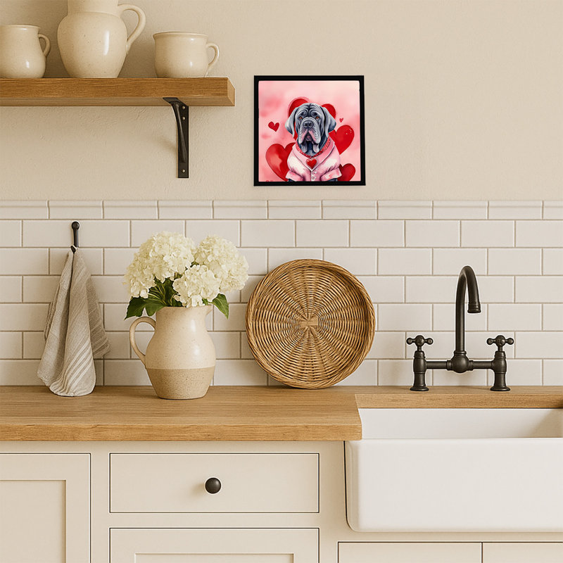 «Napolitan Mastiff My Valentine», reproduction d'art encadrée