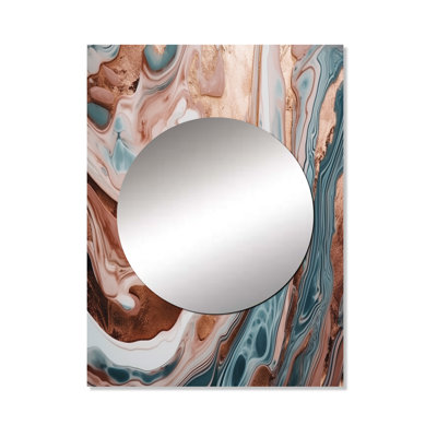 Gothurd Ocean Waves Fluidity In Marble II - Marble Large Mirror, Gold Decorative Wall Mirror, Printed Metal Art