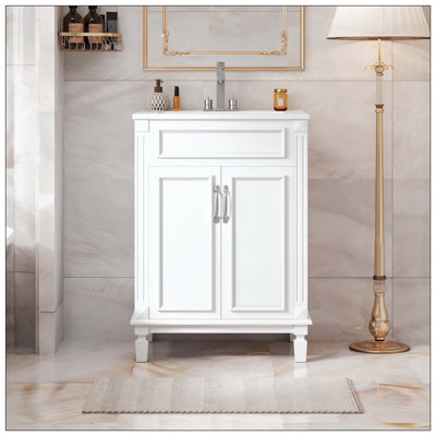 Armoire de rangement pour meuble-lavabo moderne avec 2 portes à fermeture douce