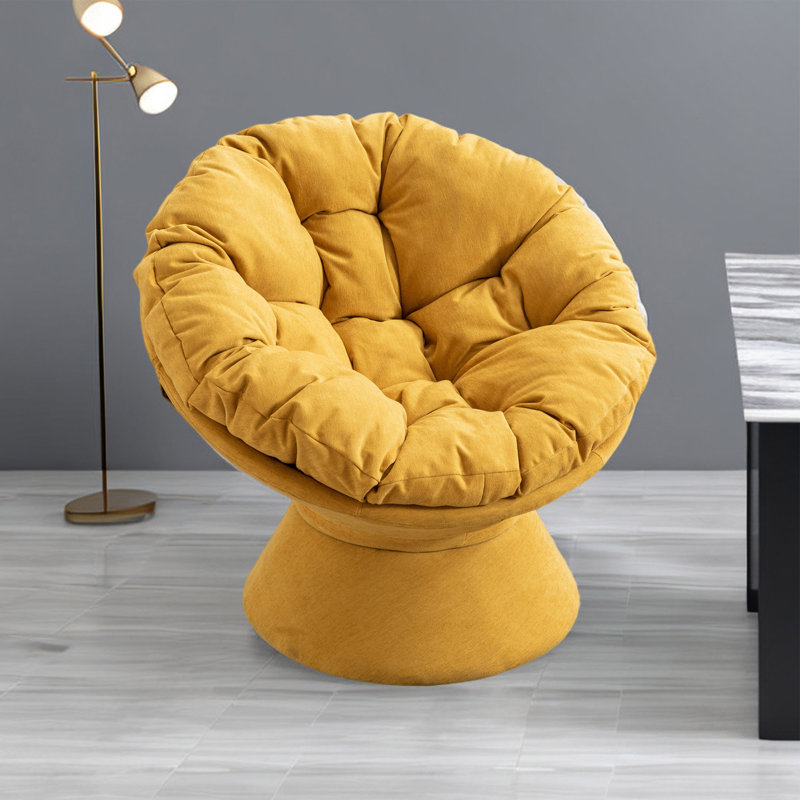Fauteuil demi-tonneau pivotant de 36,22 po Takila, Polyester jaune