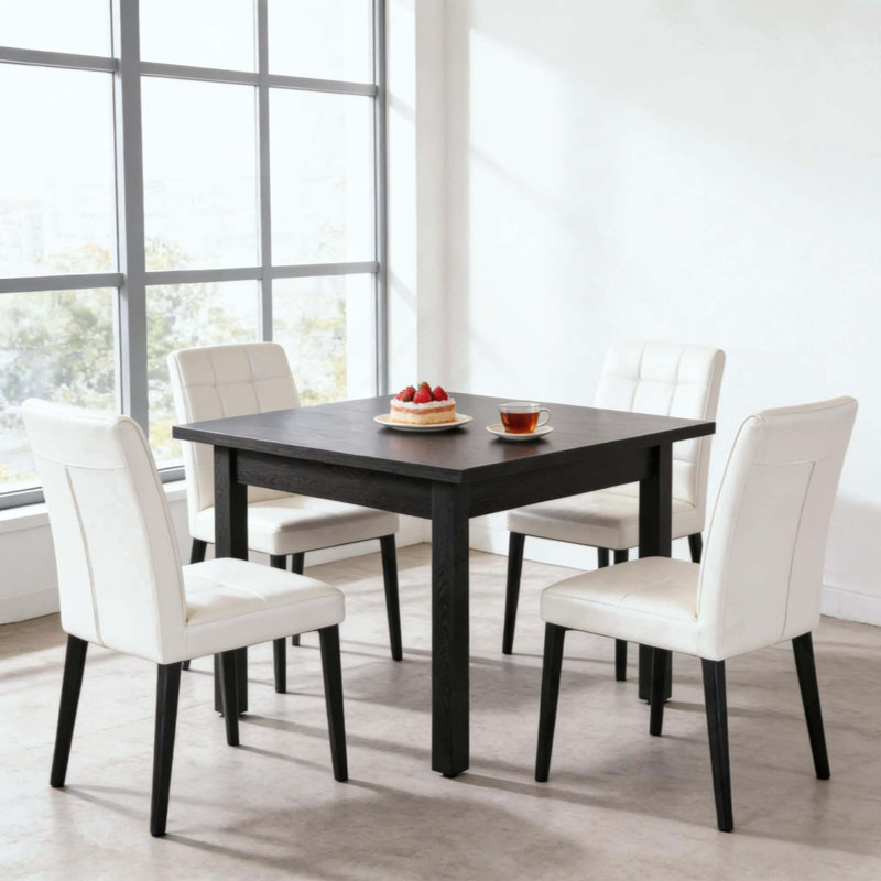 Mid-Sized Rustic Square Dining Table, Solid Wood Leg Aesthetic Kitchen Table, Multi-Functional Minimalist Accent Table for Home Decor