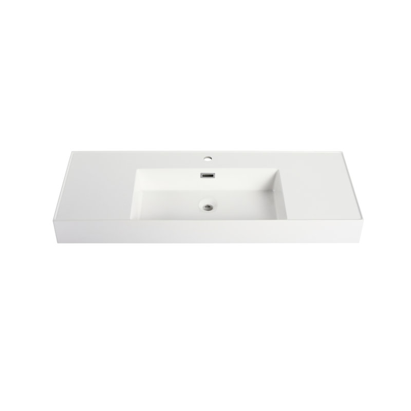 Lavabo de 48 po en résine pour salle de bain - blanc, enduit de gel, attrayant, 46,21 po Profondeur, largeur de 18,22 po, profondeur de 4,76 po, largeur, hauteur