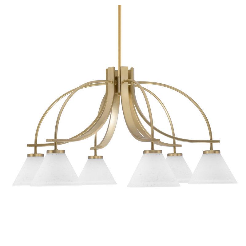 Lustre avec lumière Cavella, Laiton New Age, H 16 po x l 31 po x P 31 po, 6