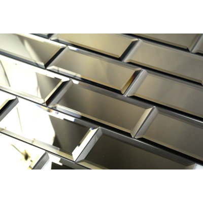 Reflections 3 in. x 6 in. Diamond Grade Glass Mirror Beveled Subway Decorative Kitchen & Bathroom Wall Tile
