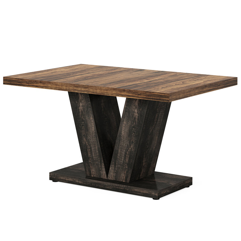 47" Farmhouse Dining Table For 4-6, Black/Brown