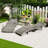 All-Weather Wicker Patio Chaise Lounge Set with Pull-Out Side Table and Adjustable Backrest-1140132641