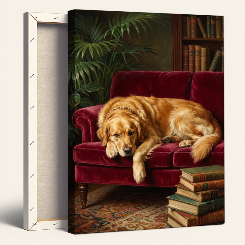 Ensemble de 1 tableau sur toile représentant un canapé pour chien, H 40 po x l 28 po, Toile tendue