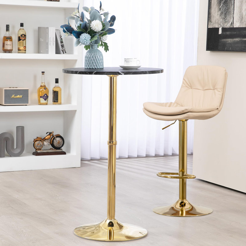 Kuriakos Round Metal Base Dining Table, Black