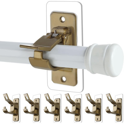 Paquet de 6 supports de tringle à rideaux sans perçage, supports de tringle auto-adhésifs, crochets de tringle à rideaux autocollants polyvalents, crochets pour dortoir, salle de bain, chambre à coucher, décor de salon