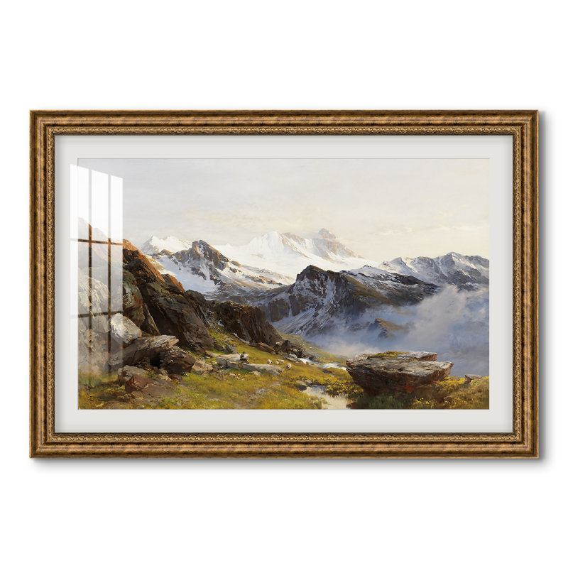 Le Großglockner vu du refuge Prager, 1890 - Edward Theodore Compton - Estampe encadrée sur mesure, 28 po x 40 po