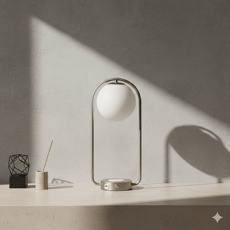Lampe de table rétro 19,25 pouces avec station de charge et port USB Neilsen