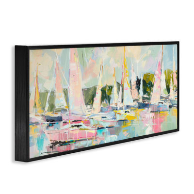 Pastel Sails with Modern Paint Drip Framed Giclee, design by Creative Studio