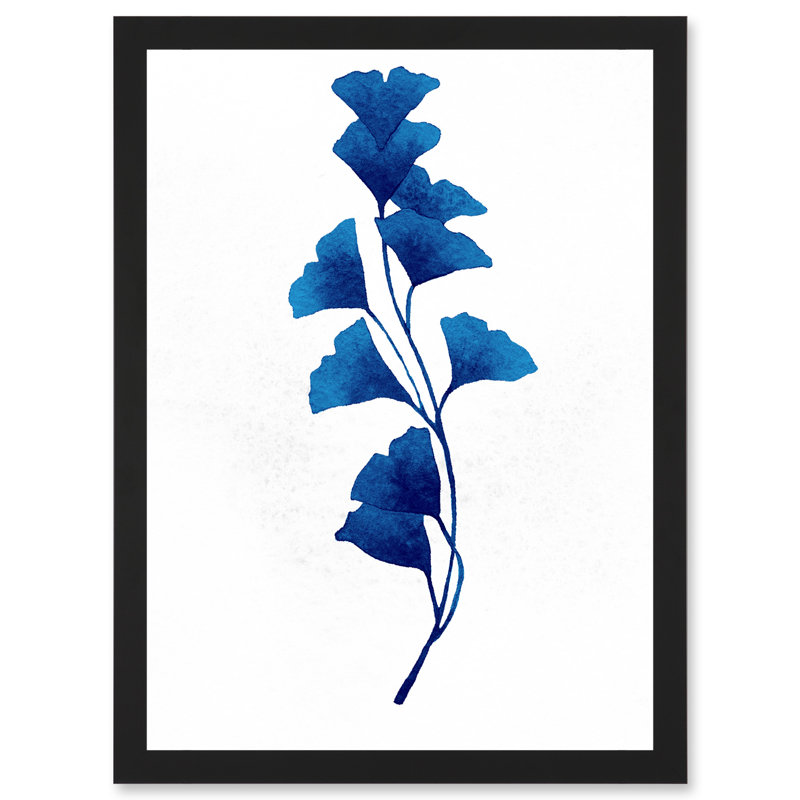 Navy Blue Watercolour Flowers - Single Picture Frame Print