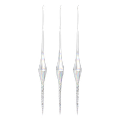 S/3 14" Glass Icicle Ornament