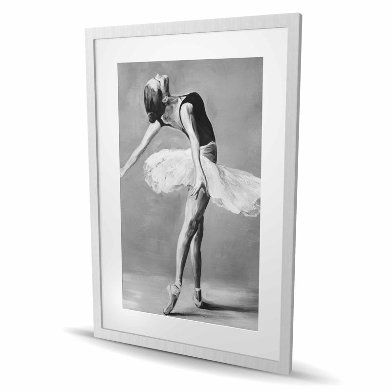 Classic ballet dancer - Grey framed matted print for decor