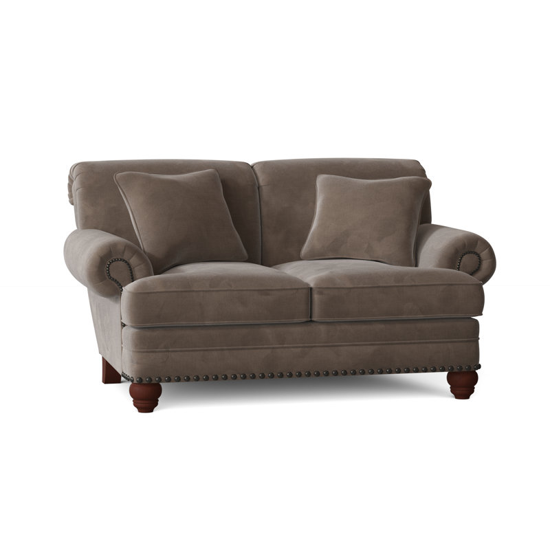 Spratt Loveseat, Aberdeen 9 Brown Velvet, Manhattan, Dark Brass