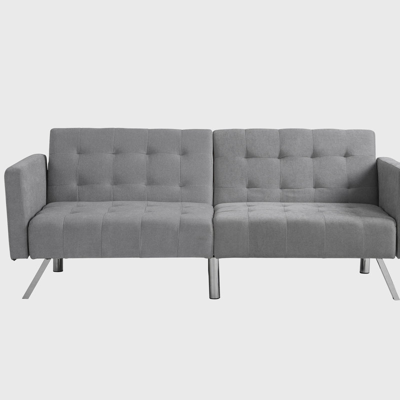 Sofa Bed Convertible Folding Light Grey Lounge Couch Loveseat Sleeper Sofa Armrests Living Room Bedroom Apartment Reading Room