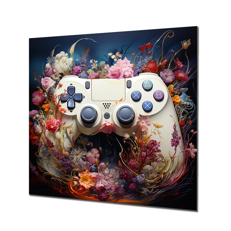Bloom Video Games Controller - Video Games Metal Wall Art, 16" H x 16" W