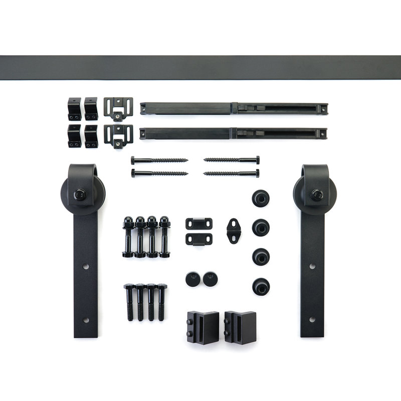 Expressions by Emtek 72" Barn Door Flat Track Hardware Kit with Soft Open/Close System, Matte Black, Matte Black